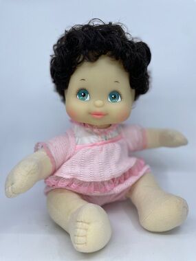 1987 Mattel MY CHILD Loving Baby Doll Dark Brunette Teal Eyes Vinyl Head